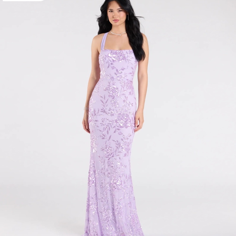 Windsor Lexie Floral Sequin Lace-Up Mermaid Dress
